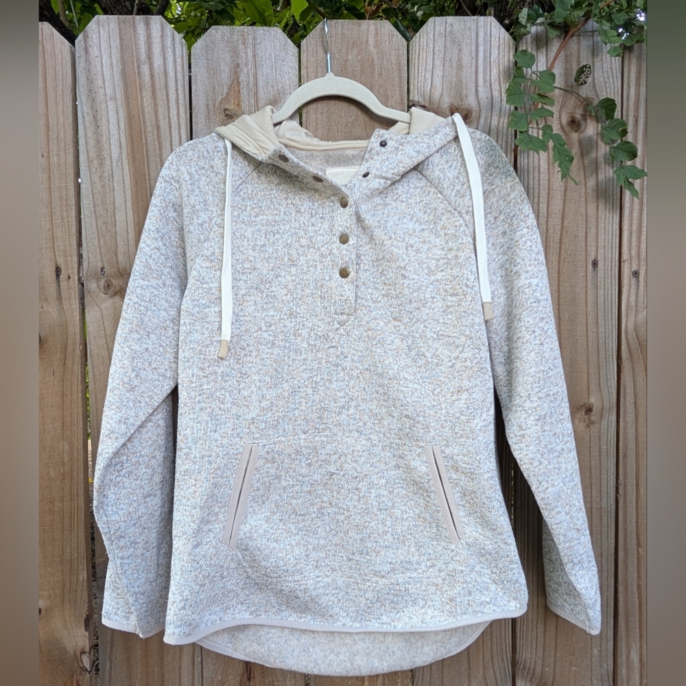 Thread & Supply Beige Tan Oatmeal Heather Pullover Hooded Sweatshirt